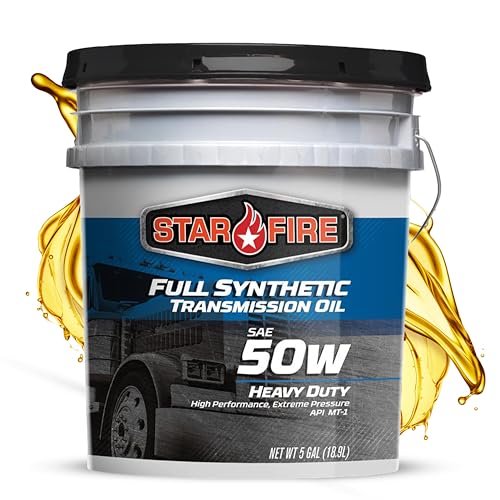 STARFIRE SAE 50W Full Synthetic Transmission Oil – 5 Gallon Pail – Heavy Duty Gear Oil for Manual Transmissions – Long Drain, High Temp, Oxidation Resistant
