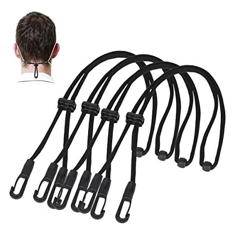 HX AURIZE Extra Long Mask Lanyard Strap Extenders Adjustable Black 4 Pcs Cover