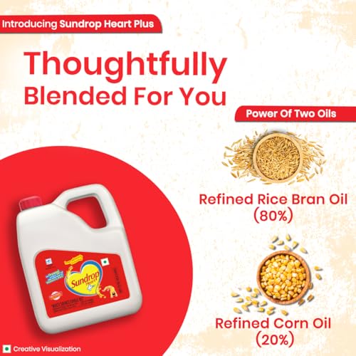 Image of Sundrop Heart Plus Oil (Rice Bran & Corn Oil)- 2L Jar (Pack of 3)