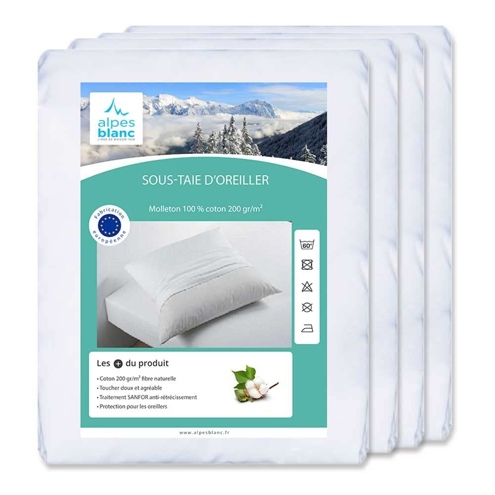 Alpes Blanc Set di 4 federe per cuscini, 100% cotone, dimensioni: 60 x 60 cm