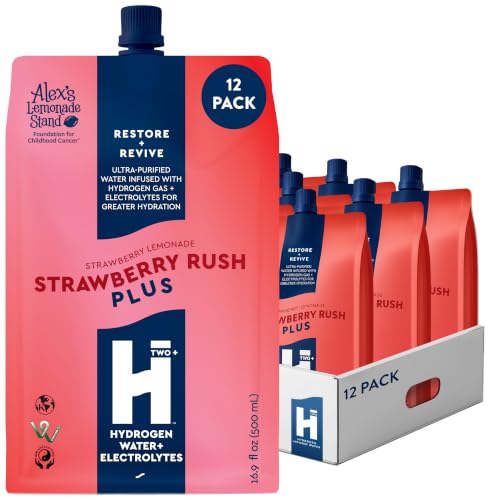 HTWO Plus Electrolyte Hydrogen Water, Strawberry Lemonade, 16.9oz 12-Pack
