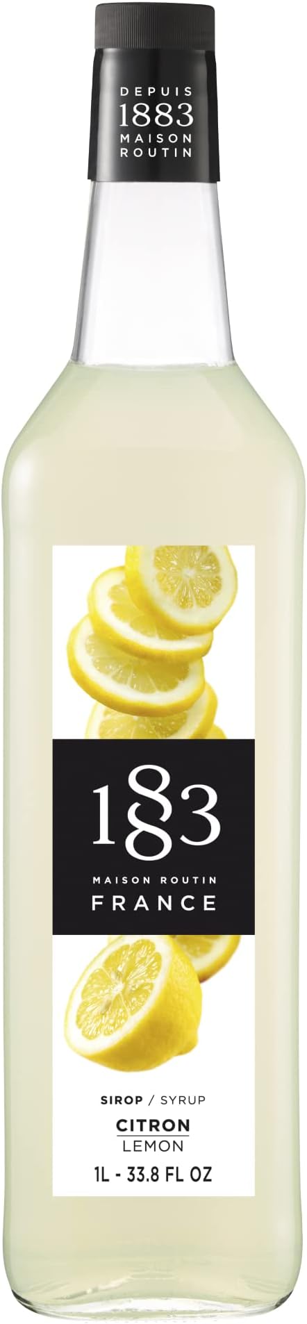 1883 Lemon Syrup for Drinks, Made in France, 1 Liter Glass Bottle