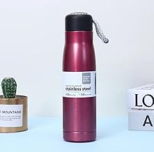 زجاجة مياه ستانلس ستيل معزولة بتفريغ الهواء - ثيرموس معدني مقاوم للتسرب قابل لاعادة الاستخدام مع غطاء حزام محمول - خالية من BPA ومقاومة للصدا والمشروبات الباردة والساخنة