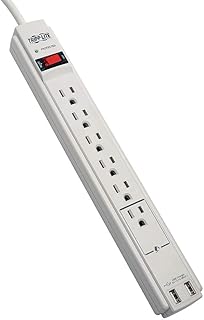 TRPTLP606USB - Tripp Lite Surge Protector Power Strip 120V USB 6 Outlet 6 Cord 990 Joule