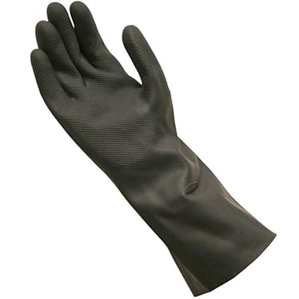 SAFEYURA Neoprene Rubber Safety Hand Gloves for Acid And Caustics Chemical, Oil & Solvents -Excellent Results Guaranteed Size- Large Black
