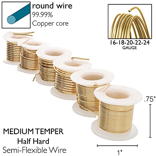 Alambre de cobre para bisutería fina dorado Beadsmith de calibre 16-24 4