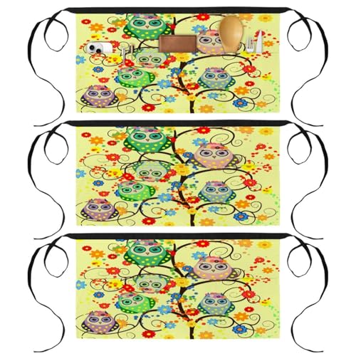Tablier court de chef lot de 3 avec 3 poches pour cuisine et bistrot