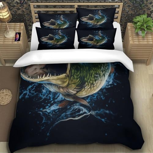 Housse de couette King 220x240cm à carreaux bleus en microfibre avec fermeture - 5