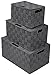 Sorbus Box Bin Container Tote Cube Set Stackable Storage Basket Woven Strap Shelf Organizer Built-in Carry Handles (Gray),