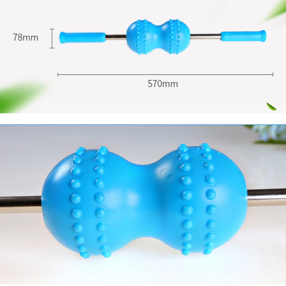 Masajeador de Cuello Doble Bola Rodante Azul para Hombres y Mujeres | Plástico, Relajación Profunda y Reducción de Estrés, Portátil, Uso en Brazo y Cuello, Diseño Multifuncional