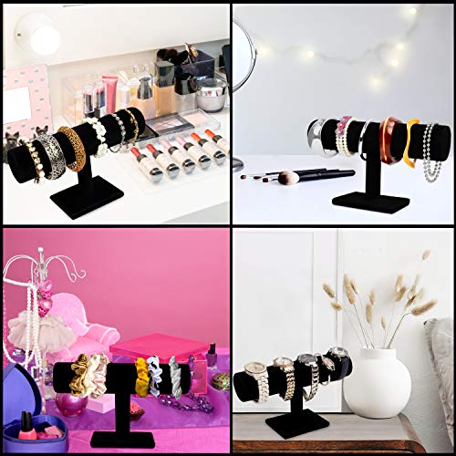 BELLE VOUS Black Velvet Necklace Display Bust & T Bar Jewellery Stand (2 Pack) - Holder for Bracelets, Watches and Bangles - Jewelry Holder Mannequin for Hanging Chokers, Pendants, Chains & Necklaces