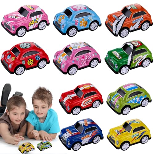 Mini Juguete Coche de Carrera,Coche de Juguetes Metalicos,10pc Coches de Juguete,Coches para Niños,Mini Vehículo,Coche de Carreras Clásico,Vehículos de Fricción para Niños Niñas(Color Aleatorio)