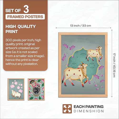 Image of NoWorries Decorative Wall Paintings for Living Room | Set of Wall Frames for Home Decor & Wall Hangings | Modern Home Decoration Items with Synthetic Engineered Wooden Frames | 13x17 Inches (MIN-8)