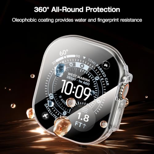 Image of LK Case for Apple Watch Ultra 3 /Ultra 2 /Ultra 49mm with Screen Protector | Touch Sensitive Ultra-Thin Bumper Full Protective Cover Hard PC Case Tempered Glass for iWatch 49mm, Clear