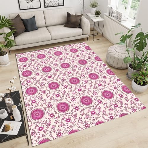 Moquette pour chambre d'enfant rose et tapis géométrique pour entrée lavable - 2
