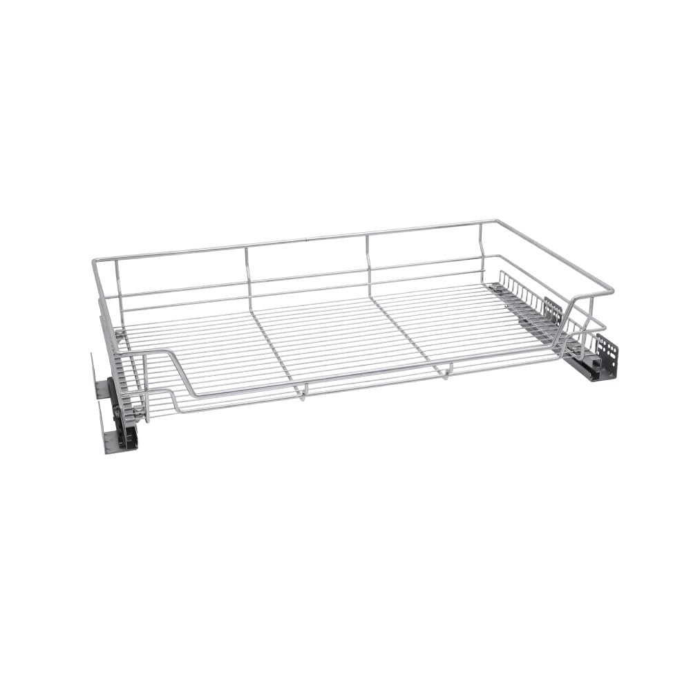 Solmer Ltd Polished Chrome Kitchen Cabinet Soft Close Runners Pull Out Wire Basket For 300 Or 1000 Mm Units (For 900Mm Unit)