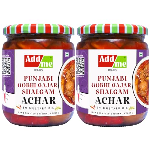 Image of Add me Sweet Mixed Pickle of Gobhi gajar Shalgam Pickles 1.2kg Punjabi Pickles. Sweet & Sour Mix achar of Carrot, Turnip & Cauliflower with Onion & Garlic 2 x 600gm achaar