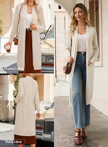 Image of GRACE KARIN Essential Solid Open Front Maxi Long Knitted Cardigan Sweater for Women