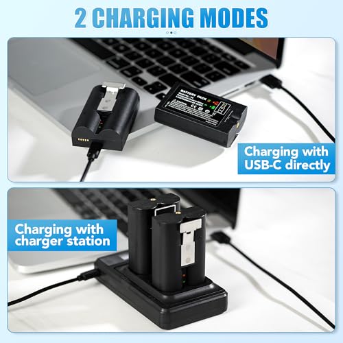 Image of 2-Pack 7200mAh Replacement Battery Pack with LED Charger Station for Ring Video Doorbell 2 /3 /3 Plus /4, Spotlight Cam, Stick Up Plus /Pro | Rechargeable Li-ion Battery | Quick Release Power Supply