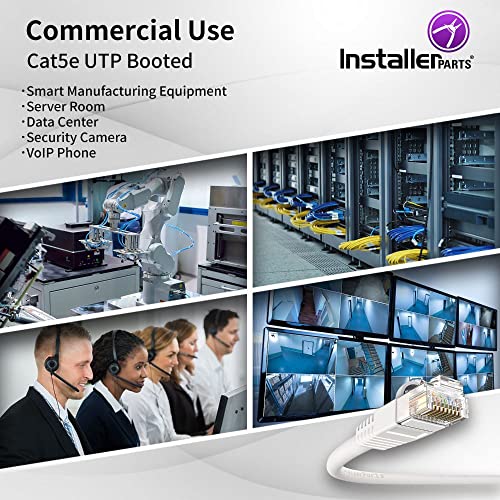 Installerparts Ethernet Cable Cat5E Cable Utp Booted 50 Ft - White - Professional Series - 1Gigabit/Sec Network/Internet Cable, 350Mhz #TOP3