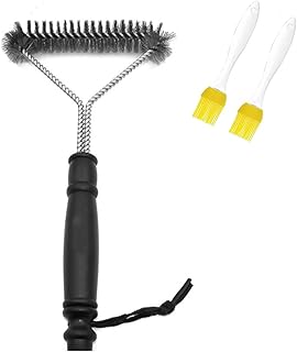Brosse à barbecue en acier inoxydable avec poils en fonte PP - Isolation thermique - Pour barbecue au charbon de bois émaillé et barbecue électrique - Accessoire de barbecue parfait 11,8"