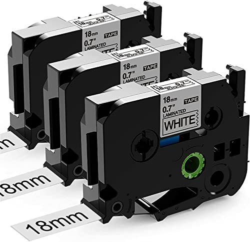 Anycolor 18mm Compatible Cinta de Etiquetas para Brother TZ TZe-241 TZe241 Negro sobre Blanco Laminado Casetes para PT-D400 D400VP E550W P750W D600VP 1830VP P700 2430 D450VP D800W P710BT H500 Cover