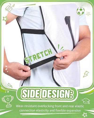 Image of Yahenda 24 Pcs Sports Pinnies Soccer Scrimmage Practice Vests Numbered Soccer Team Pennies with Belt for Adult