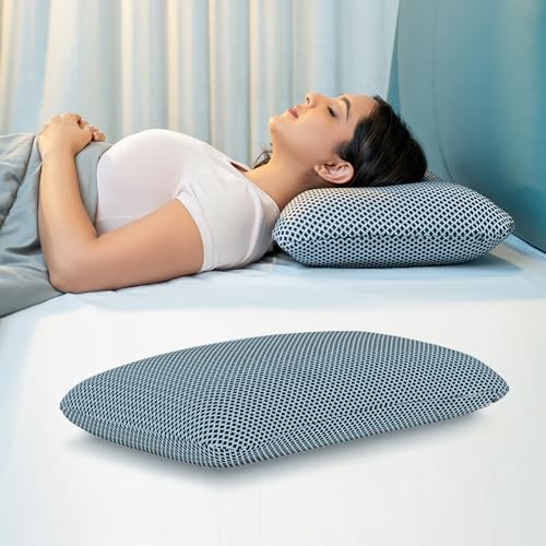 Image of WELLGIVER Ergonomic Memory Foam Pillow for Neck Pain | 2 Years Warranty | 21 x 14 x 4.5 Inch | Orthopedic Pillow for Side Sleeping | Removable Washable Jacquard Midnight Blue Cover | Pack of 1