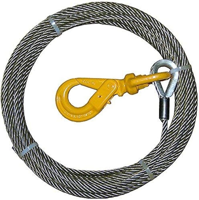 BA Products Secure Tow FCC-3775-SLH, Winch Cable, 3/8" x 75' Fiber Core with Self Locking Swivel Hook for Wrecker, Rollback, Tow Truck, Crane & More!