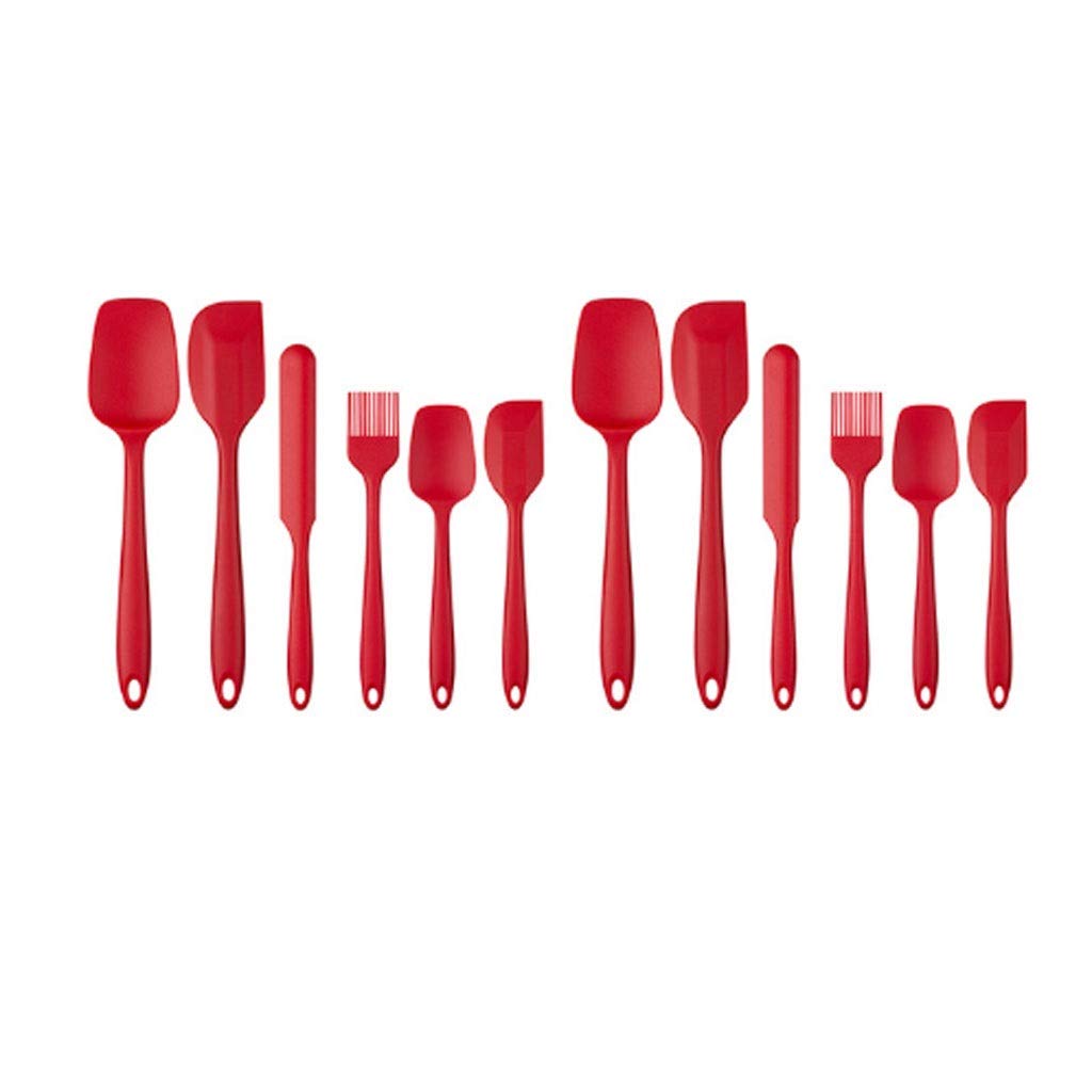 Juego de espátulas de Cocina, 12 Uds., Herramientas de Cocina, raspador, Cuchara, Cepillo, Silicona Suave, Accesorios de Cocina para Hornear, Utensilios de Cocina (Rojo)