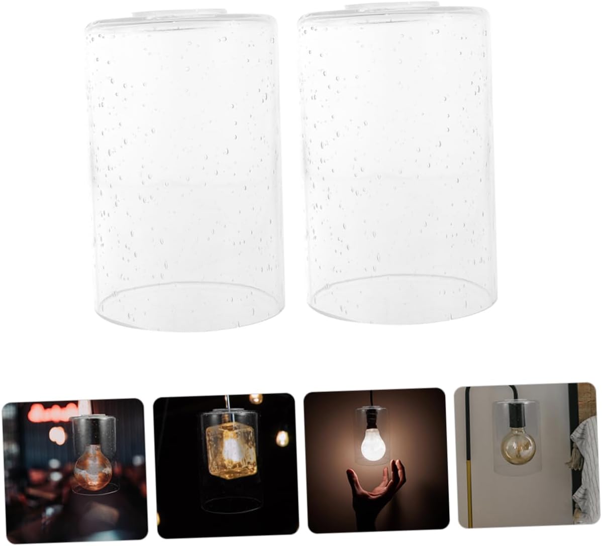2pcs Glass Lamp Shade Replacement Bubble Glass Cover for Pendant Light Fixtures Easy to Install for Modern and Farmhouse Decor