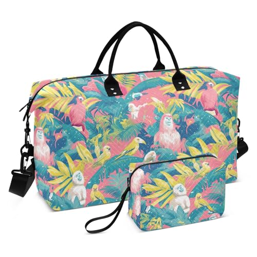Jungle Mandrill Peach Summer Tropical Decorative Large Bag Sports Gym Tote Bag with Adjustable Strap for Hiking Foldable bulto de para Mujer