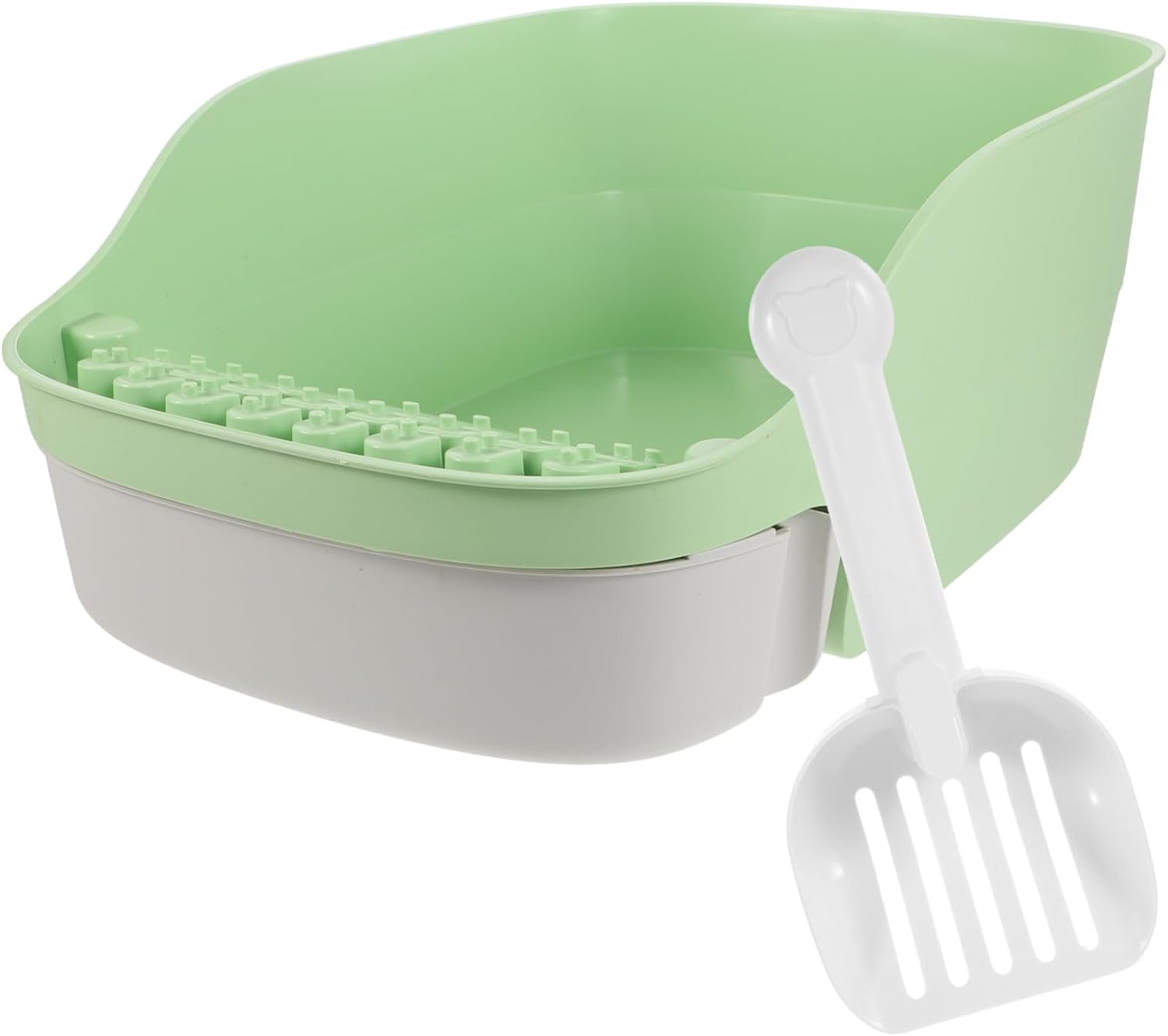 GALPADA 1set Portable Cat Litter Box with High Sides for Kittens Easy Household Toilet Construction Avocado for Indoor Use