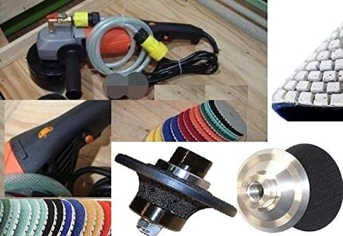 Variable Speed Wet Polisher Grinder Sander 3/16" Diamond Demi Bullnose Shaping Router Bit 4" Diamond Polishing Sanding Disc Buffer for stone concrete granite marble ceramic countertop finishing