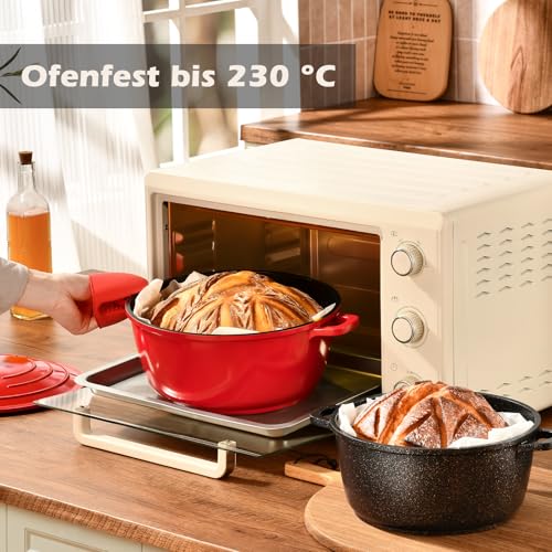 ESEVOLO Bräter mit Deckel Schmortopf Induktion 28 cm Dutch Oven Stil, 6,3 L – Ansicht 6