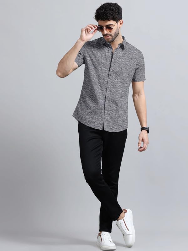Image of BRUCEWANE Men's 100% Cotton Half Sleeve Shirt