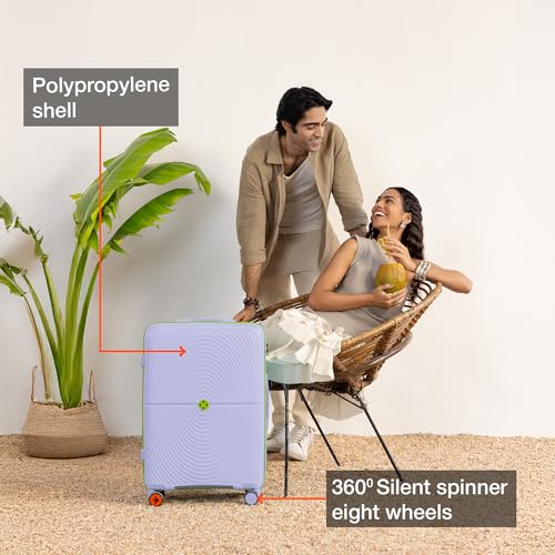 Image of Nasher Miles Bali Hard-Sided Polypropylene Check-in Luggage 28 inch | 75cm | 8 Wheels Large Trolley Bag for Travel | Suitcase (Grey)