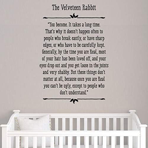 Vinilo adhesivo para pared, diseño de conejo de terciopelo, con cita de primavera de Pascua para habitación de niños, lectura de libros