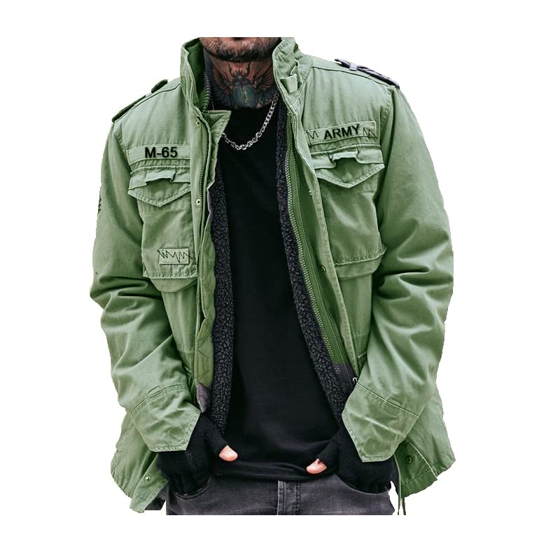 Ultimate All-Season New US M-65 Army Cotton Hooded Field Jacket with Removable Fur Lining, Grey