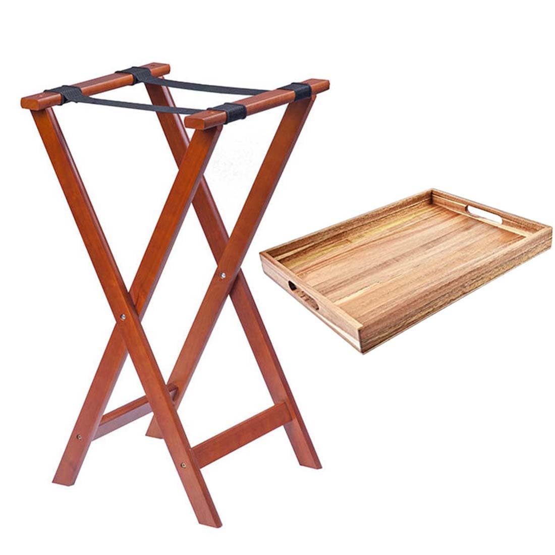 Dantawood Acacia Wood Dining Room, Garden Tray Stand, Hotel Lobby Table Seating Folding Wooden Tray Stand