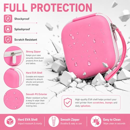 Image of ANKHOH Label Maker Case for Memoking T02 / for Phomemo M02 / M02S / M02 Pro / Q30S / for Nelko PM230 / for Anycash /for Ponek Mini Pocket Printer, Portable Sticker Paper Storage Holder - Box Only (Pink)