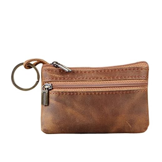 Coin Purse for Men, Coin Pouch for Men, Genuine Leather Mens Tray Purses Coin Purse Cash Change Wallet Key Holder Money Pouch (brown)