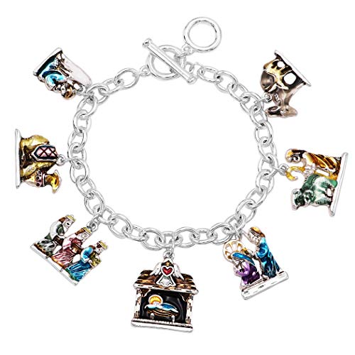 Rosemarie & Jubalee Women's Christmas Manger Religious Nativity Multiple Enamel Charms Holiday Bracelet (Toggle Clasp) #TOP24