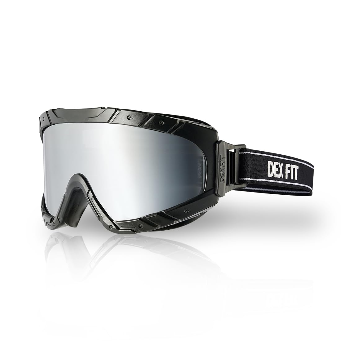 DEX FIT SG220 Plus Safety Goggles, Long-Lasting 1-2 Year Anti-Fog Coating, Z87.1 Scratch Resistant Eye Protection, Soft OTG Fit for Construction & Lab; Silver Mirror Lens, 1 PC