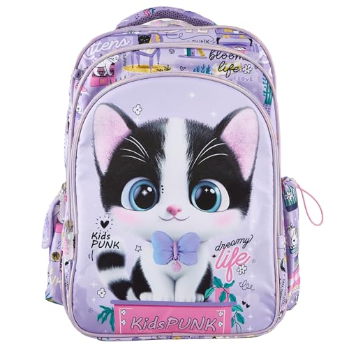 KidsPUNK Mochila para meninas de 40,6 cm, Gato leiteiro