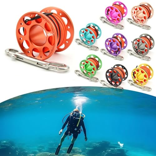 Carrete de buceo de aluminio de 30m con giratorio de acero inoxidable 3