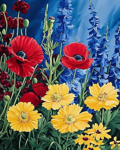 Kit Broderie Point de Croix Débutant Canevas Imprimé Fleurs Loisir Créatif