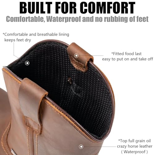 Image of SUREWAY 10in Mens Soft /Steel Toe Waterproof Wellington Work Boot,Heavy Duty Pull On Leather Work Boots,GoodyearWelted,Full Grain Leather,Industrial Safety boot Classic Cowboy Boot,EH Rated