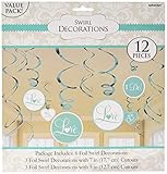 Amscan Value Pack Foil Swirl Decorations - Robin's Egg Blue | Wedding Engagement Party