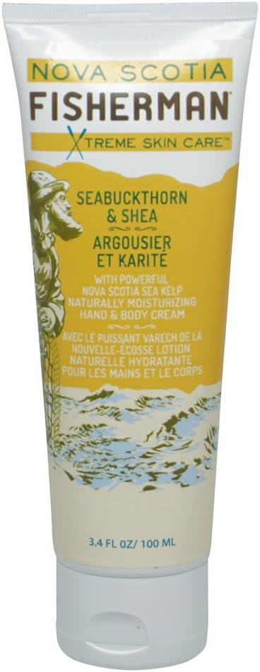 Hand and Body Cream, Naturally Moisturizing, Vegan Friendly, with Nova Scotia Sea Kelp, No Artificial Ingredients, Plant-Based Body Care (Seabuckthorn and Shea, 3.4 oz.)